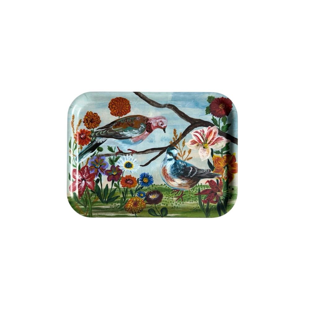 Avenida Home Swedish Birchwood Tray Birds Flower Design Nathalie Lete Folk Art